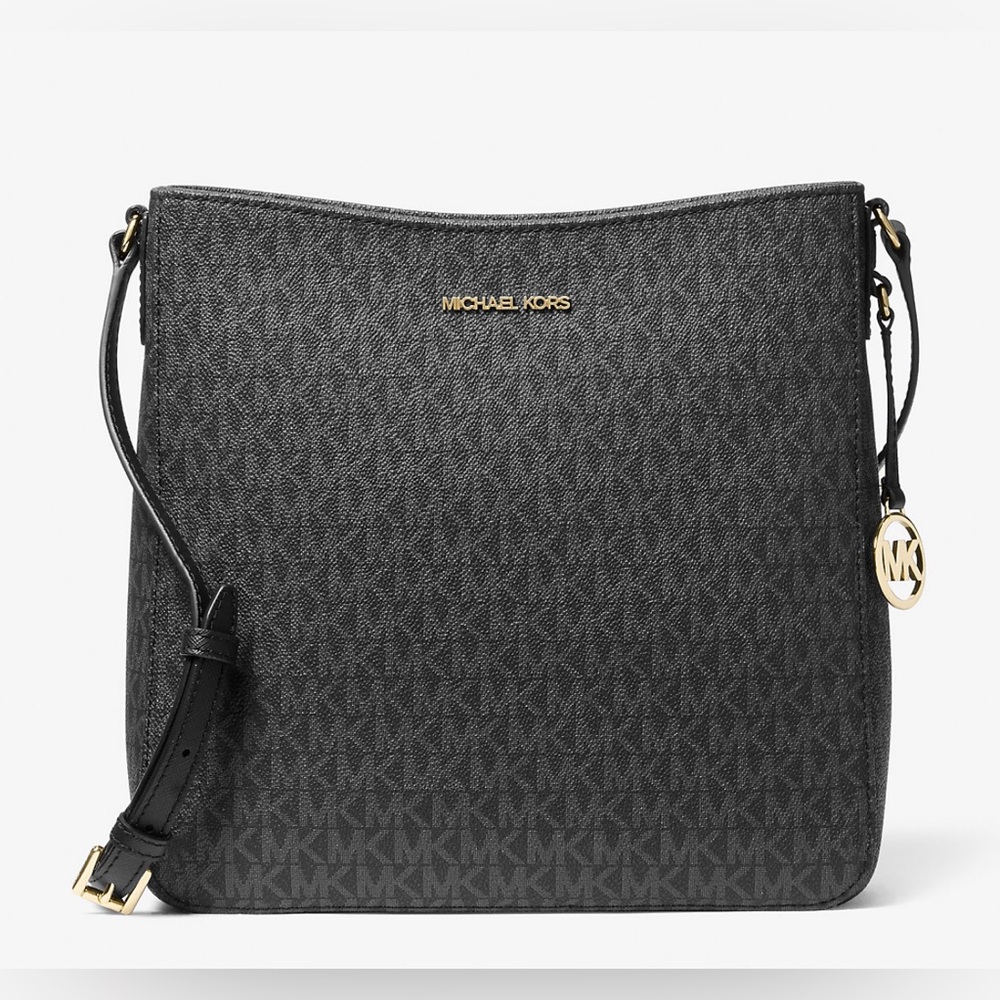 NWT Michael Kors Jet Set Travel Large Logo Messenger Bag - BLACK